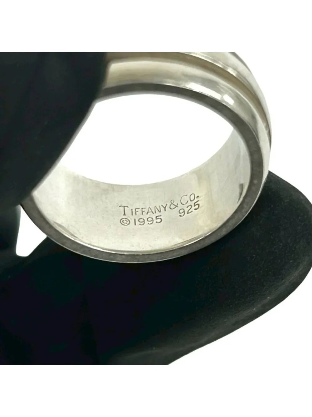 Tiffany & Co Group Double Line Ring 925 Sterling Silver